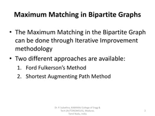 Maximum matching in bipartite graphs iterative improvement method | PDF