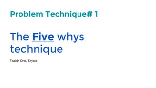 The Five whys
technique
Problem Technique# 1
 