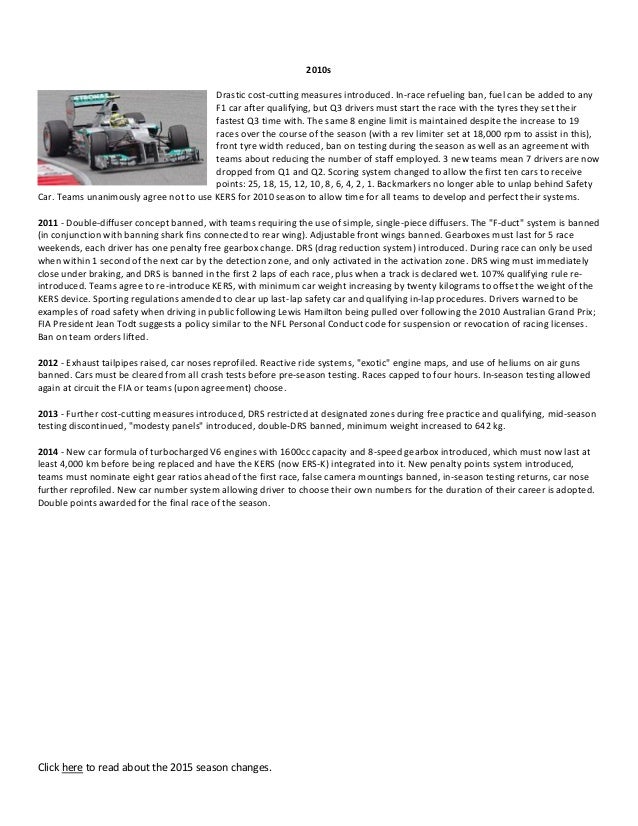 F1 rules and regulations