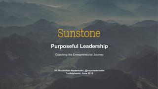 Purposeful Leadership
Coaching the Entrepreneurial Journey
Dr. Maximilian Niederhofer, @maxniederhofer
Techsylvania, June 2018
 