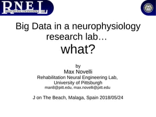 Big Data in a neurophysiology
research lab…
what?
by
Max Novelli
Rehabilitation Neural Engineering Lab,
University of Pittsburgh
man8@pitt.edu, max.novelli@pitt.edu
J on The Beach, Malaga, Spain 2018/05/24
 