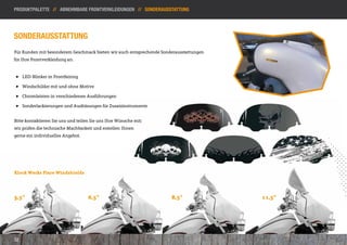 Produktpalette // Abnehmbare Frontverkleidungen // Sonderausstattung




sonderausstattung
Für Kunden mit besonderem Geschmack bieten wir auch entsprechende Sonderausstattungen
für Ihre Frontverkleidung an.


 ]] LED-Blinker in Frontfairing

 ]] Windschilder mit und ohne Motive

 ]] Chromleisten in verschiedenen Ausführungen

 ]] Sonderlackierungen und Ausfräsungen für Zusatzinstrumente


Bitte kontaktieren Sie uns und teilen Sie uns Ihre Wünsche mit;
wir prüfen die technische Machbarkeit und erstellen Ihnen
gerne ein individuelles Angebot.




Klock Werks Flare Windshields




3,5“					                           6,5“					                         8,5“					         11,5“




32
 
