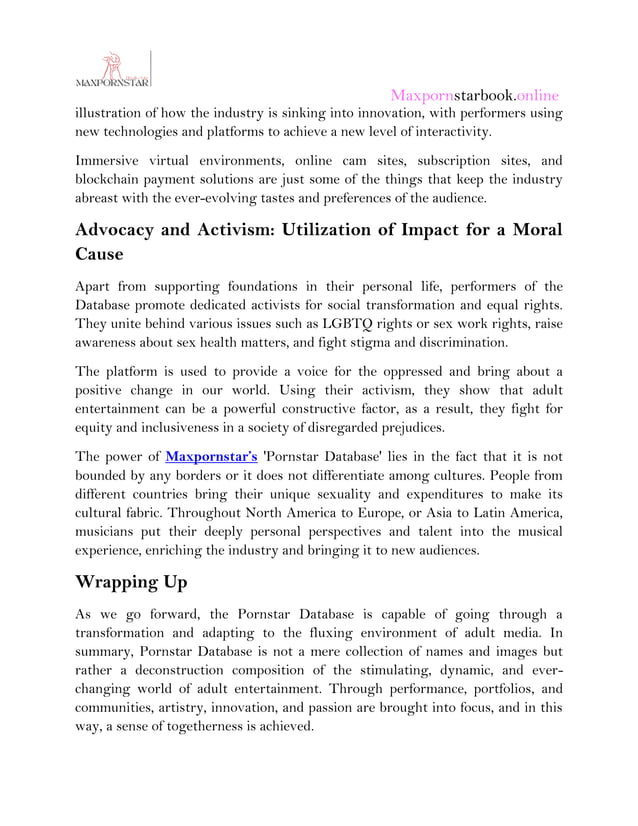 Navigating the Artistry: Exploring the World of Pornstar Database | PDF