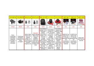 CVS-20N738 CVS-20N739 AN10-PLUG AN10-PLUG-A DBIK-12V140A DBIK-12V140A-KIT01 DBIK-12V140A-KIT02 CBPP-620 CBPP-415 CBPP-TOOL
110.0 160.0 3.5 4.0 12.5 23.0 35.0 4.0 3.0 0.5
Volvo
Crankcase
Ventilation
Separator
21373547 +
GASKET
20532891
Crankcase
Ventilation
Separator for
Volvo
21122541
NEW 10AN
Block Plug
Adapter
Fitting For
Honda civic,
acura Integra
B16/B18
Engines only
New BIG
black Fittings
Block Plug
Adapter
Breather
Fittings to
10AN -suit for
Honda Acura
D Series D15
D16
Dual Battery
Isolator 12V |
Automatic
Battery
Disconnect
Switch 12V
140 Amp
Voltage
Sensitive
Relay (VSR) |
Car Battery
Charger
Switch Also
for ATV,
Boats, RV's,
Off-Road
Vehicles
Dual Battery
Isolator Kit
12v 140 Amp
- ATV/UTV
Wiring Kit -
Voltage
Sensitive
Relay - VSR -
Boat Dual
Battery Smart
Isolator 12v
Kit, Automatic
Battery
Disconnect
Switch 12V
Dual Battery
Isolator Kit
140Amp, Boat
Battery
Isolator 12v
Kit, Voltage
Sensitive
Relay (VSR)
Automatic
Battery
Disconnect
Switch 12V |
Cars, RV,
UTV, ATV,
Marine
Battery
Isolator
620PCS Car
Body Push
Pin Buckle
Moulding Clip
Kit
Automobile
Door Panel
Fastener
415PCS Car
Body Push
Pin Buckle
Moulding Clip
Kit
Automobile
Door Panel
Fastener
Body latch
latch forming
clip tool
 
