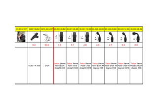 GS-BRACKET 0280156262 MEC-20-UNIT 80-001-06-BK 80-001-08-BK 80-001-10-BK 80-045-06-BK 80-045-08-BK 80-045-10-BK 80-090-06-BK
6.0 30.0 1.5 1.7 2.0 2.5 2.7 3.5 2.5
GEELY 4 hole 2inch
Teflon Swivel
Hose Ends
straight AN6
Teflon Swivel
Hose Ends
straight AN8
Teflon Swivel
Hose Ends
straight AN10
Teflon Swivel
Hose Ends 45
degree AN6
Teflon Swivel
Hose Ends 45
degree AN8
Teflon Swivel
Hose Ends 45
degree AN10
Teflon Swivel
Hose Ends 90
degree AN6
 