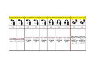 80-090-08-BK 80-090-10-BK 80-120-06-BK 80-120-08-BK 80-120-10-BK 80-180-06-BK 80-180-08-BK 80-180-10-BK SPT-M10*1.25-BK SPT-M12*1.25-BK
2.7 3.5 2.9 3.2 3.8 2.9 3.2 3.8 3.5 3.5
Teflon Swivel
Hose Ends 90
degree AN8
Teflon Swivel
Hose Ends 90
degree AN10
Teflon Swivel
Hose Ends
120 degree
AN6
Teflon Swivel
Hose Ends
120 degree
AN8
Teflon Swivel
Hose Ends
120 degree
AN10
Teflon Swivel
Hose Ends
180 degree
AN6
Teflon Swivel
Hose Ends
180 degree
AN8
Teflon Swivel
Hose Ends
180 degree
AN10
engine Spark
Plug Gap Tool
Gapper
Gapping Tool
Sparkplug
M10*1.25
engine Spark
Plug Gap Tool
Gapper
Gapping Tool
Sparkplug
M12*1.25
 