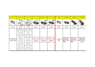 AT05-X275C-14-SI-2PCS AT04-X480C-14-SI AT04-X480C-14-SI-2PCS AT08-X275C-14-BK-2PCS AT08-X480C-14-BK AT08-X480C-14-BK-2PCS AT-05 AT-08-3G AT-08-4G AT-08-5G
110.0 120.0 175.0 122.0 86.0 150.0 23.0 23.0 25.0 27.0
AT-05加275充
气泵2只 银色
200PSI Heavy
Duty Air Horn
Compressor
with 3 Gallon
Aluminum Air
Tank Kit
1/4NPT Air
Compressor
Onboard
System 12V for
Train Cars
Vehicles Semi
Pickup Trucks
Air Suspension
2PCS 200PSI
Heavy Duty Air
Horn
Compressor
with 3 Gallon
Aluminum Air
Tank Kit
1/4NPT Air
Compressor
Onboard
System 12V for
Train Cars
Vehicles Semi
Pickup Trucks
AT08-3G（加
配件包）加2个
275黑色14
内盒41 2只装
AT08-3G（加
配件包）加1个
480黑色14
内盒41 2只装
AT08-3G（加
配件包）加2个
480黑色14
外箱A27 1只装
1.6 Gallon 1/4
NPT
aluminum air
suspension
tank 3 gallon
black
aluminum air
suspension
tank 4 gallon
black
aluminum air
suspension
tank 5 gallon
black
 