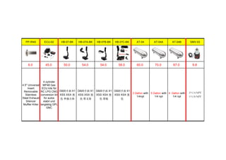 PP-IR45 ECU-02 HB-07-BK HB-07A-BK HB-07B-BK HB-07C-BK AT-04 AT-04A AT-04B SMV-03
6.0 45.0 50.0 54.0 54.0 58.0 60.0 70.0 67.0 9.8
4.5'' Universal
Insert
Removable
Stainless
Steel Exhaust
Silencer
Muffler Killer
4 zylinder
MP48 Gas
ECU kits für
RC LPG CNG
conversion kit
für autos
stabil und
langlebig GPL
GNC
G920手刹 X1
XSS XSX 黑
色 单独主体
G920手刹 X1
XSS XSX 黑
色 带支架
G920手刹 X1
XSS XSX 黑
色 带板
G920手刹 X1
XSS XSX 黑
色
3 Gallon with
1/4npt
5 Gallon with
1/4 npt
4 Gallon with
1/4 npt
2*1/4 NPT
1*1/8 NPT
 