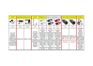 FTS-02 0580254044 0580254044-H TCB-01 SRBC-01-SI SRBC-01-BK SRBC-01-RD F3/8-1/4-BK F1/4-3/8-BK GS-6R-AJ
14.0 16.0 24.0 3.0 6.0 6.0 6.0 1.0 1.0 30.0
Fuel Tank
Sump w/
Integrated
Return For
Diesel Truck
AirDog FASS
For Dodge
Cummins GM
Duramax Ford
Powerstroke
BOSCH 044 380LPH HIGH
Oe Top
Connector
Bracket
Mounting
Compatible
with
Bennington
Ss Bimini Top
Connector
Bracket
Mounting
Replace
silver
Aluminum
Strap
Replacement
Buckle Clip
Compatible
with Kayak
Seats Fit
Lifetime and
Emotion Style
Button Type
Seat Straps
Repair Clip
Parts
Accessories
Premium
Upgrade Belt
black
Aluminum
Strap
Replacement
Buckle Clip
Compatible
with Kayak
Seats Fit
Lifetime and
Emotion Style
Button Type
Seat Straps
Repair Clip
Parts
Accessories
Premium
Upgrade Belt
red
Aluminum
Strap
Replacement
Buckle Clip
Compatible
with Kayak
Seats Fit
Lifetime and
Emotion Style
Button Type
Seat Straps
Repair Clip
Parts
Accessories
Premium
Upgrade Belt
FEMALE 3/8
NPT TO 1/4
NPT 适用于
3/8充气泵 转
成1/4接头
FEMALE 1/4
NPT TO 3/8
NPT 适用于
1/4 充气泵 转
成3/8接头
PC USB
Racing
Games
Simulator
Shifter for
Logitech
G29/G27/G25
/G920,T300R
S/GT Steering
Wheel with
Customized
Reset Type
Buttons
Compatible
with Gear
Shift PC
Windows for
 