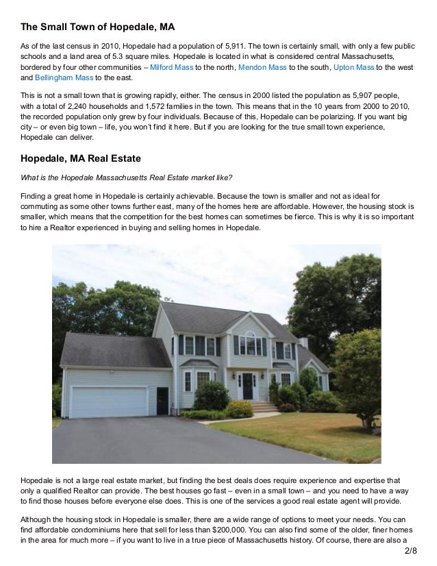 Real Estate Agents Guide to Hopedale Mass