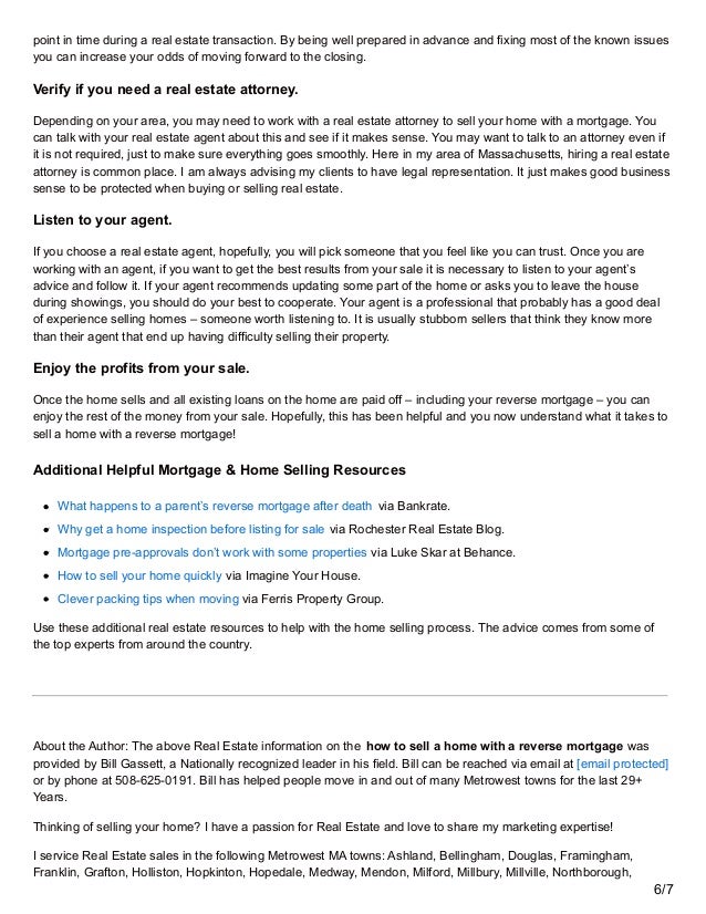 Selling a Home With a Reverse Mortgage