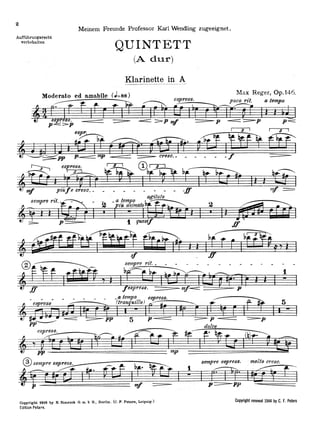 Max reger   clarinet (en la-a) quintet - op. 146 (clar)