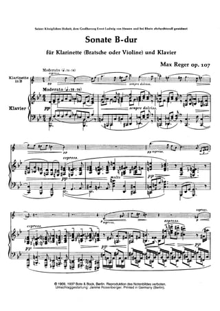 Max reger   sonate pour clarinette et piano op. 107 - no.3 (piano)