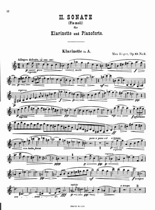Max reger   sonate pour clarinette et piano op. 49 - no2 (clar)