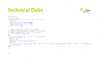 Technical Debt
7
 