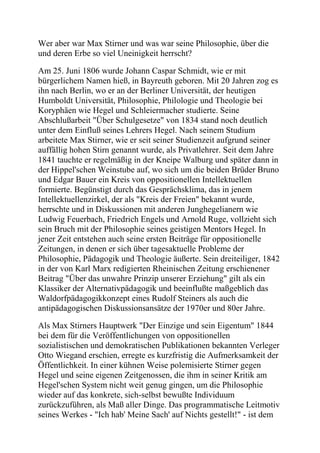 Max Stirner - Das schwere Erbe des Anarchismus