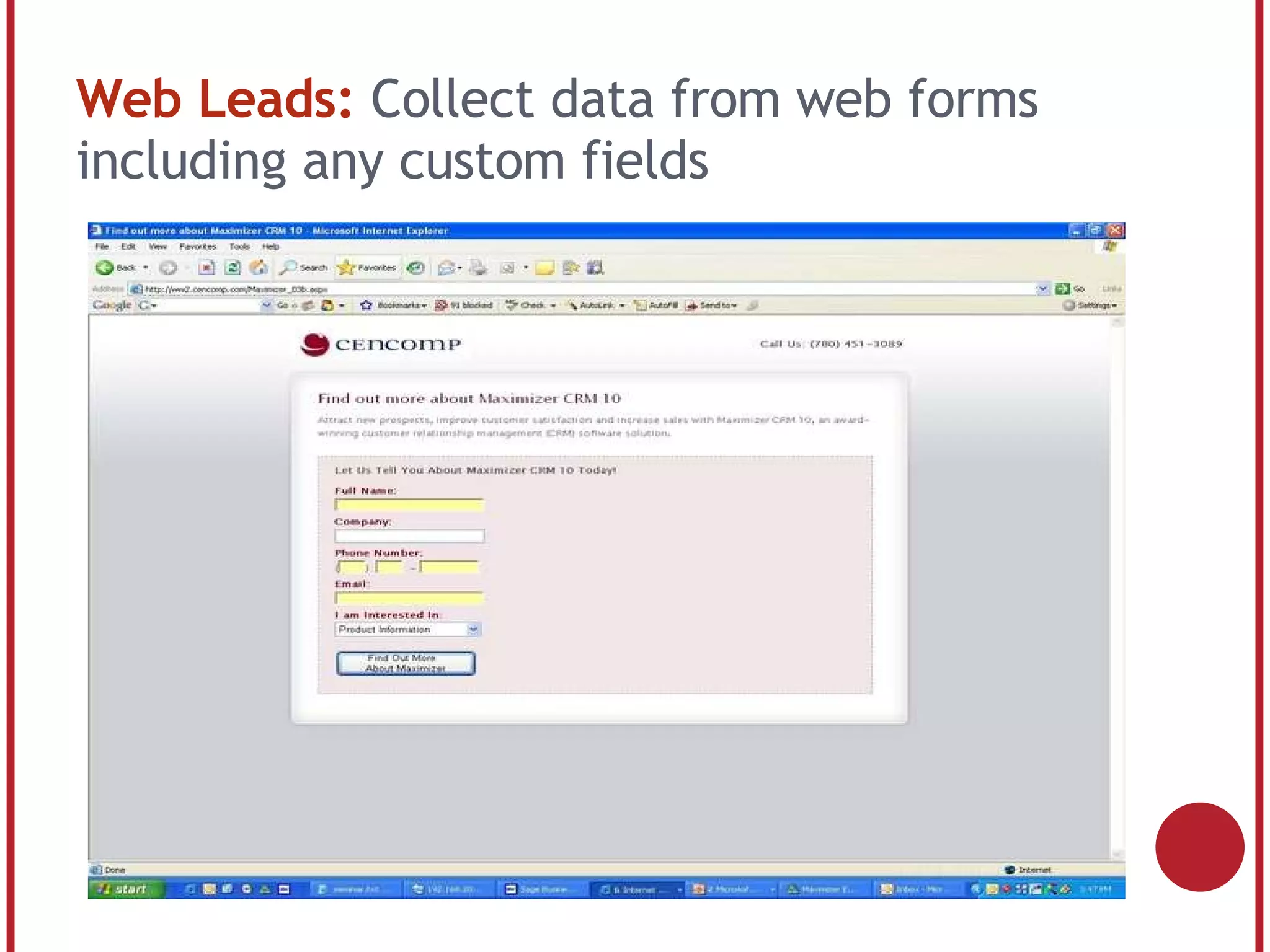 Web Leads: Collect data from web forms including any custom fields