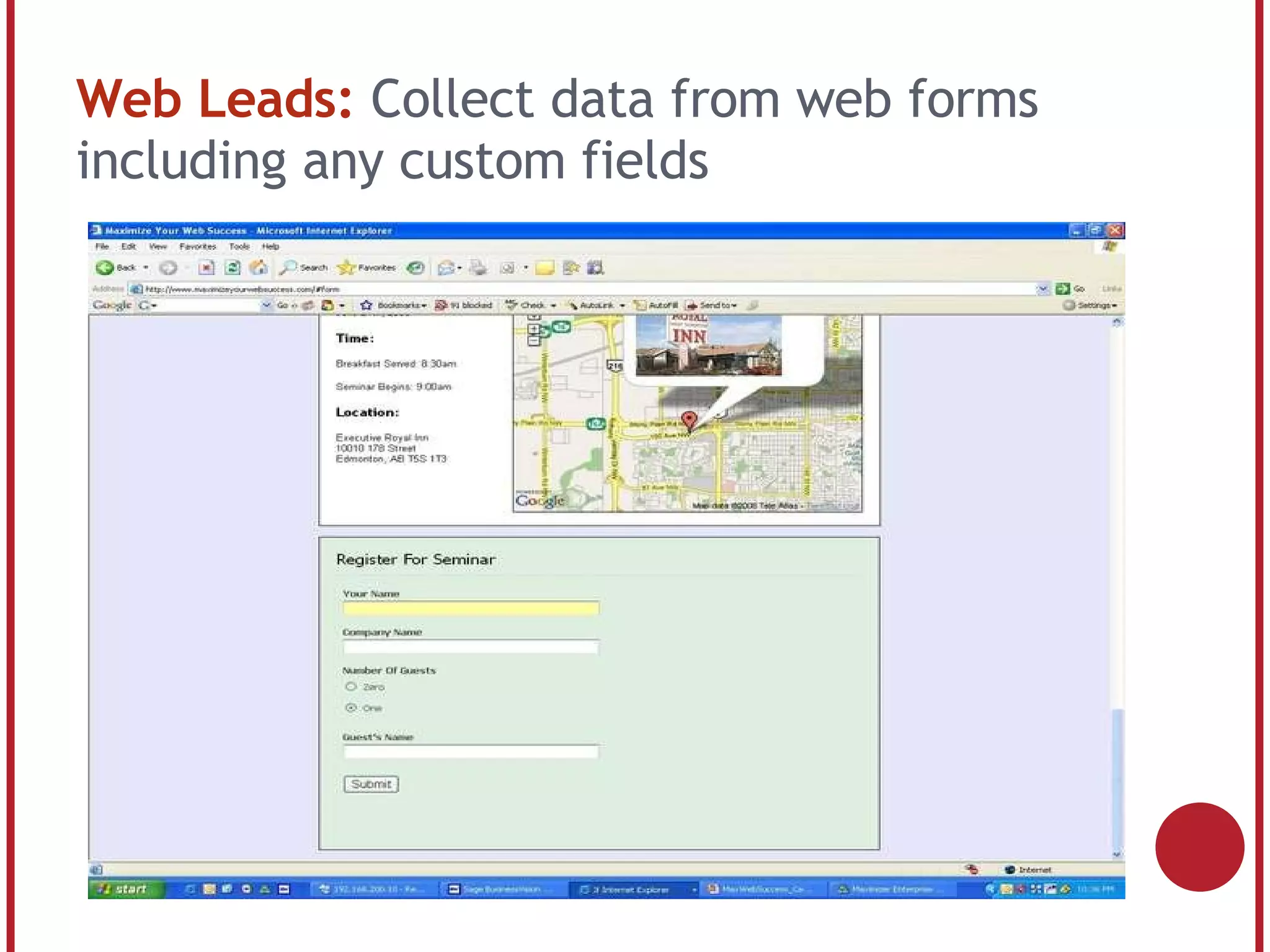Web Leads: Collect data from web forms including any custom fields