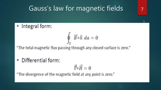 Gauss’s law for magnetic fields 7
 