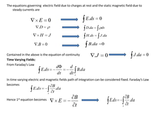 Equation of continuity for time varying fields