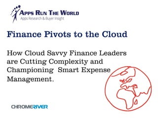 Finance Pivots to the Cloud
How Cloud Savvy Finance Leaders
are Cutting Complexity and
Championing Smart Expense
Management.
 