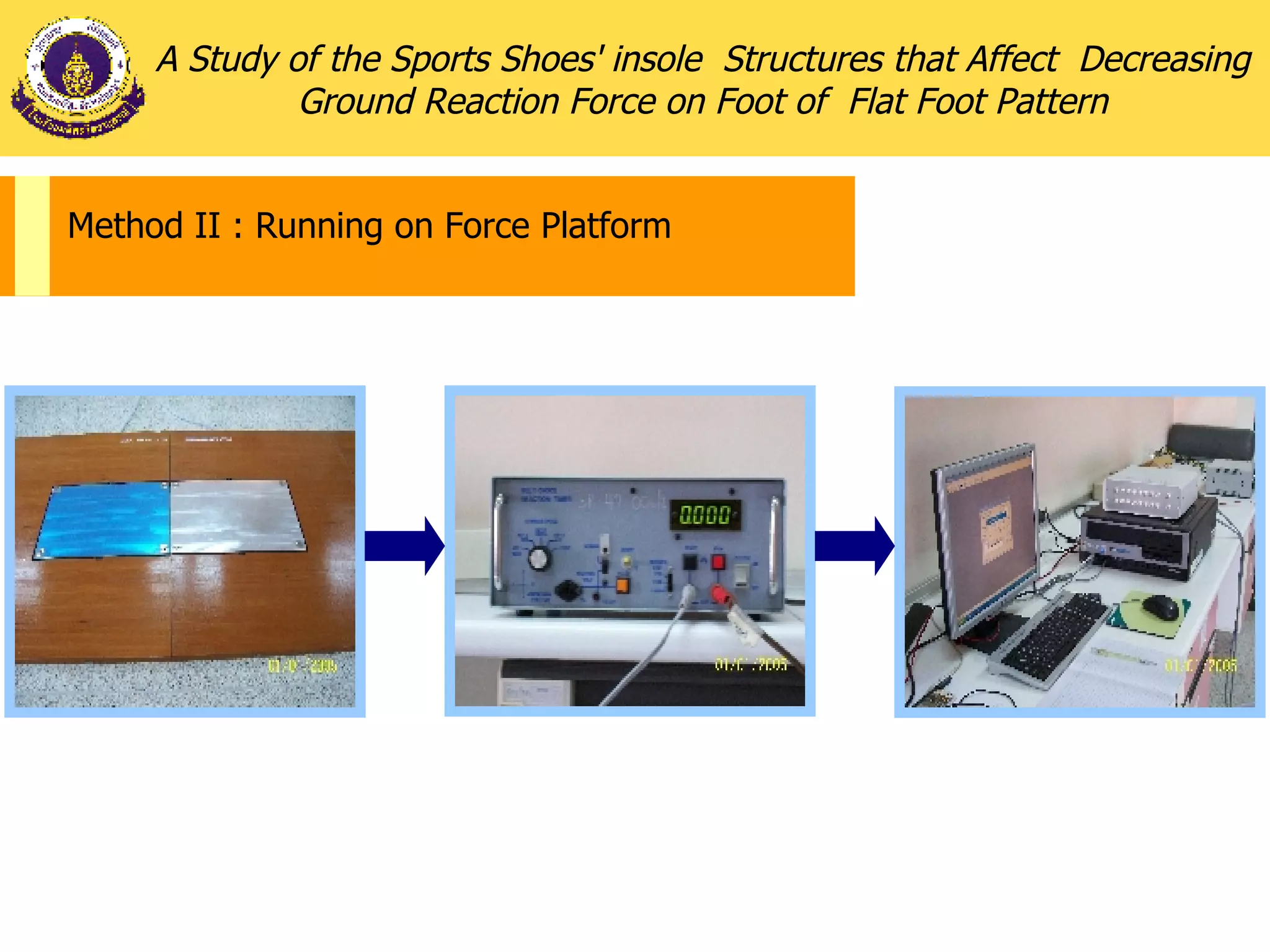 A Study of the Sports Shoes' insole  Structures that Affect  Decreasing Ground Reaction Force on Foot of  Flat Foot Pattern Method II :   Running on Force Platform 