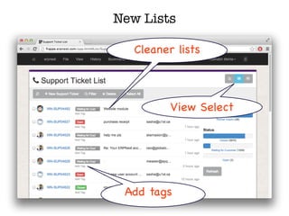 New Lists
Cleaner lists
View Select
Add tags
 