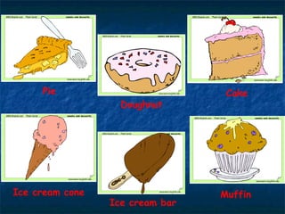 Pie Doughnut Cake Ice cream cone Ice cream bar Muffin 