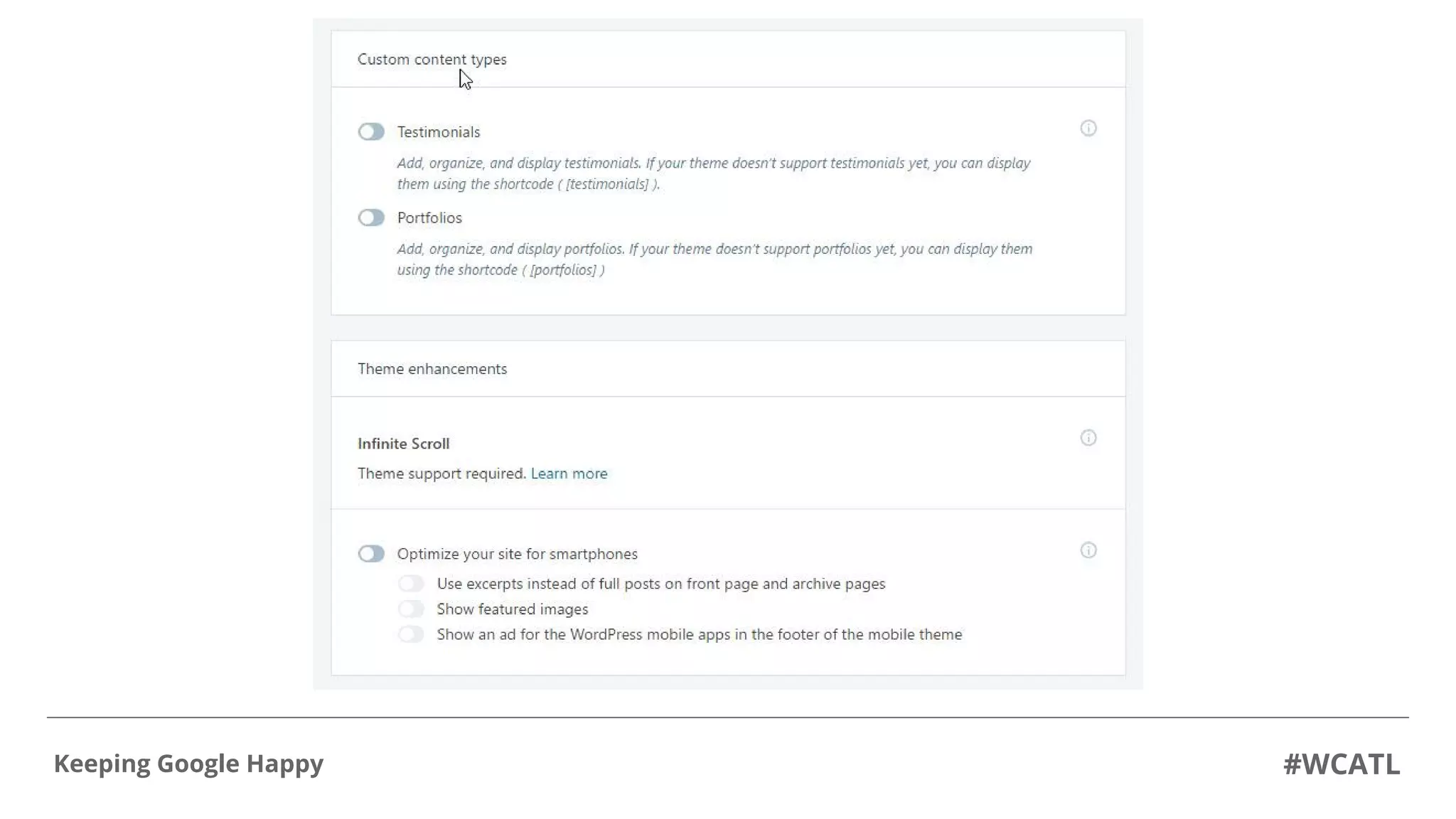 #WCATLKeeping Google Happy
 