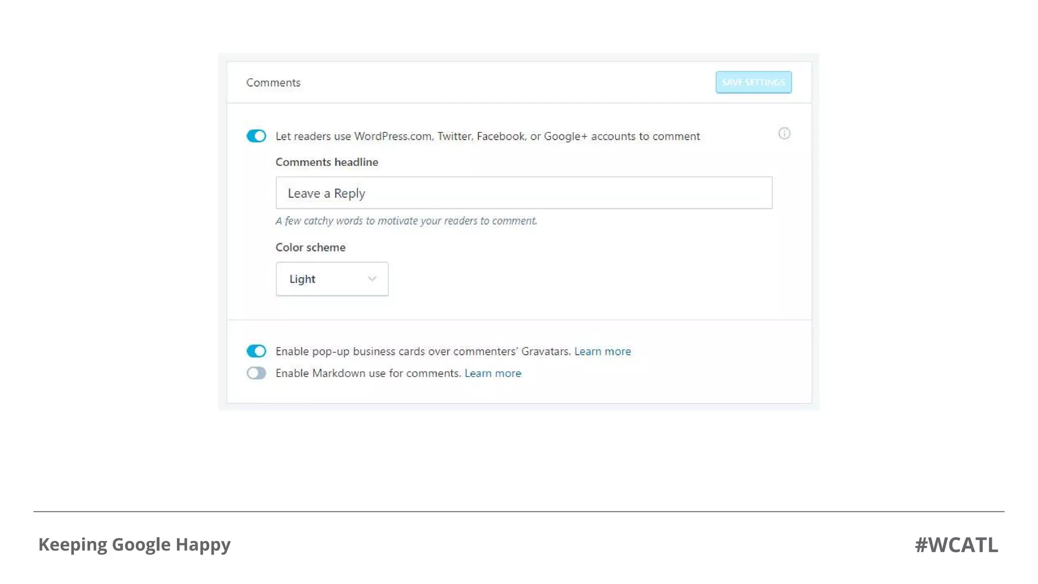 #WCATLKeeping Google Happy
 