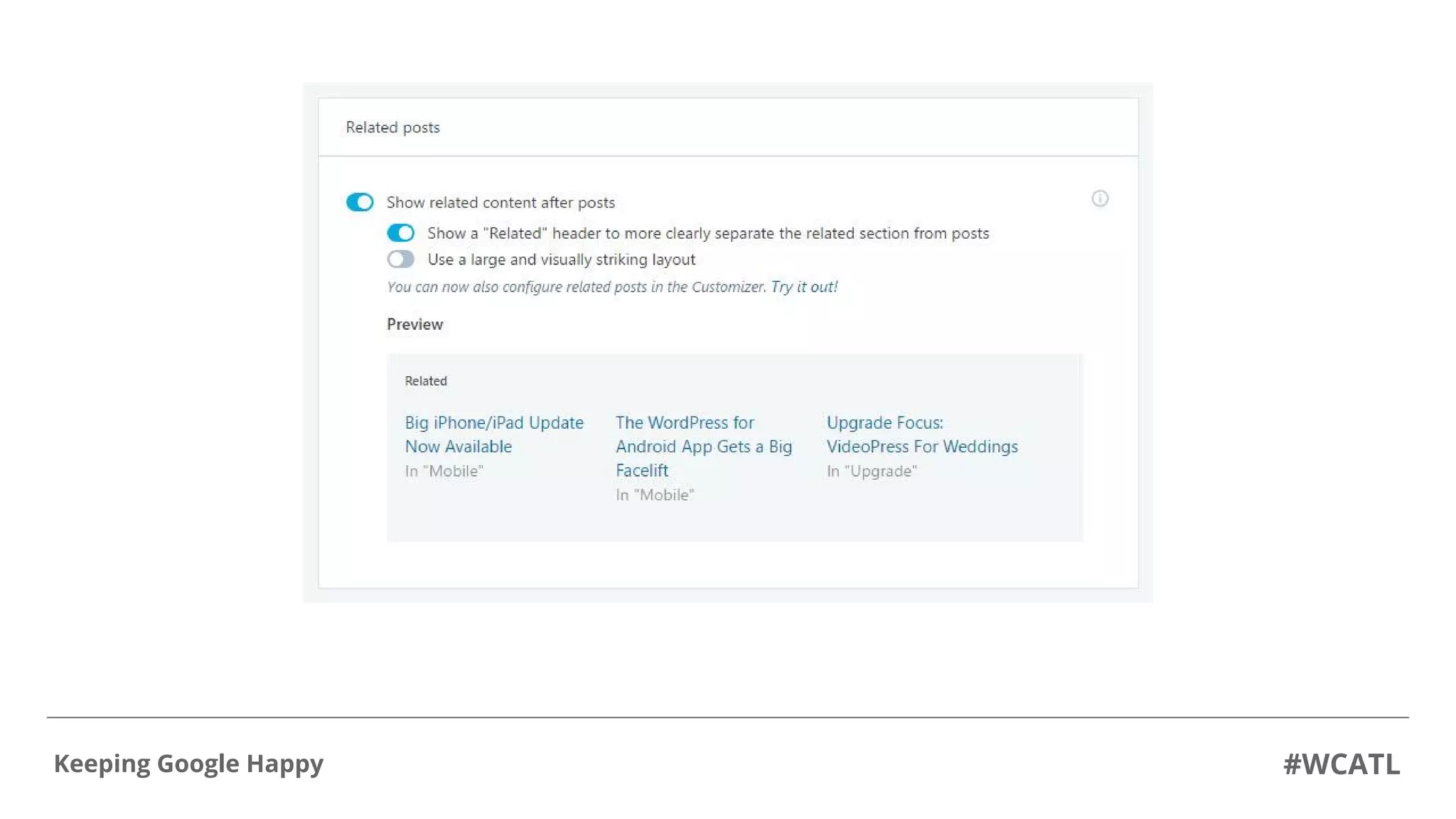 #WCATLKeeping Google Happy
 