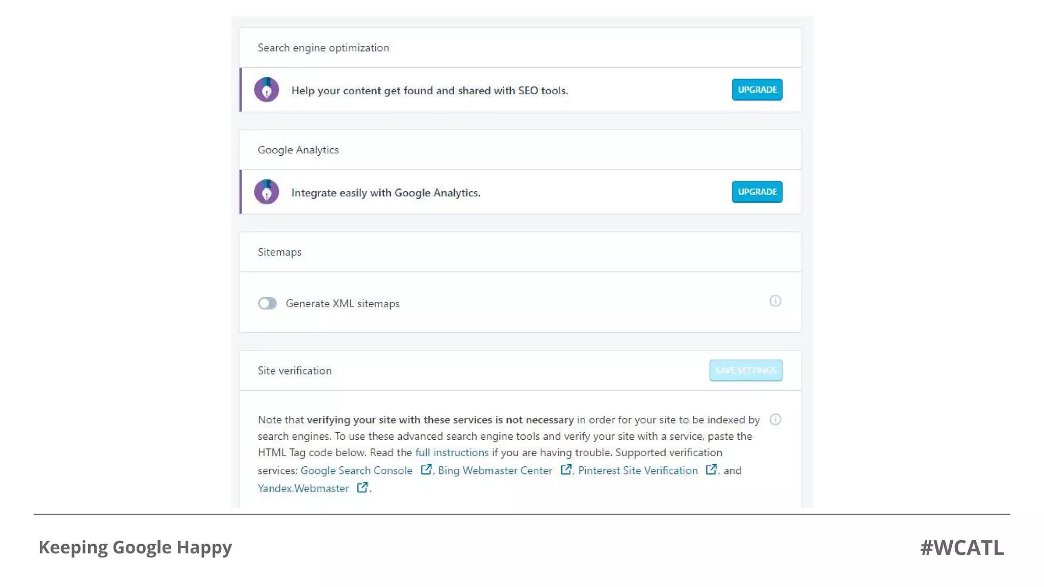 #WCATLKeeping Google Happy
 