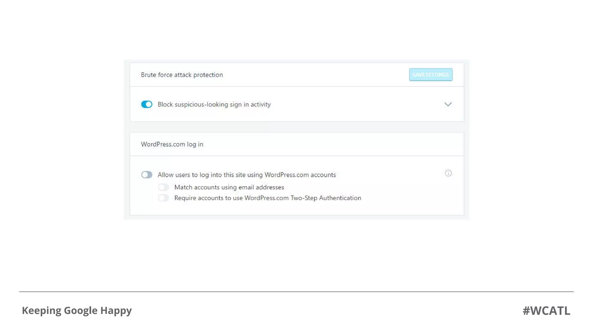 #WCATLKeeping Google Happy
 