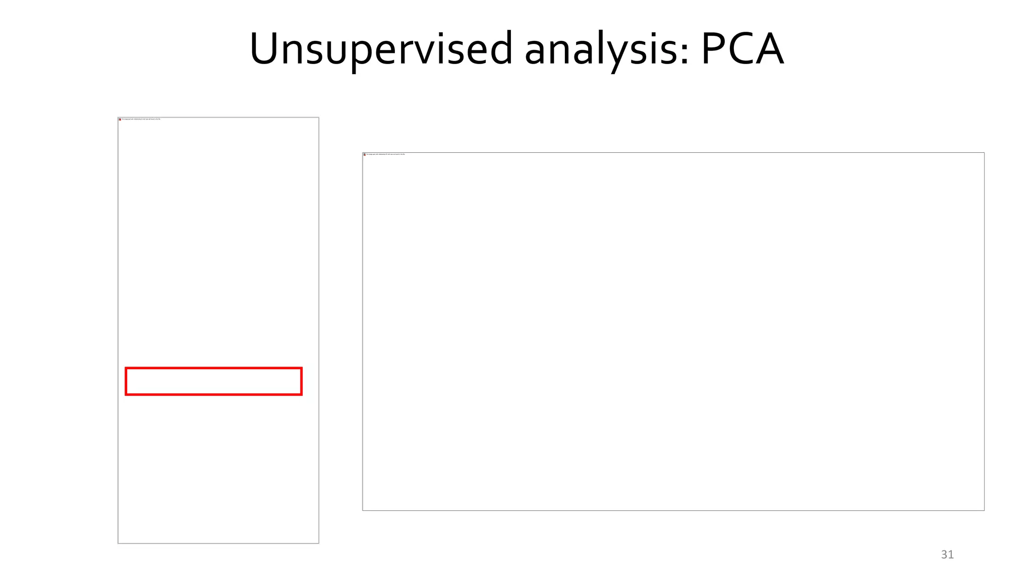 31
Unsupervised analysis: PCA
 