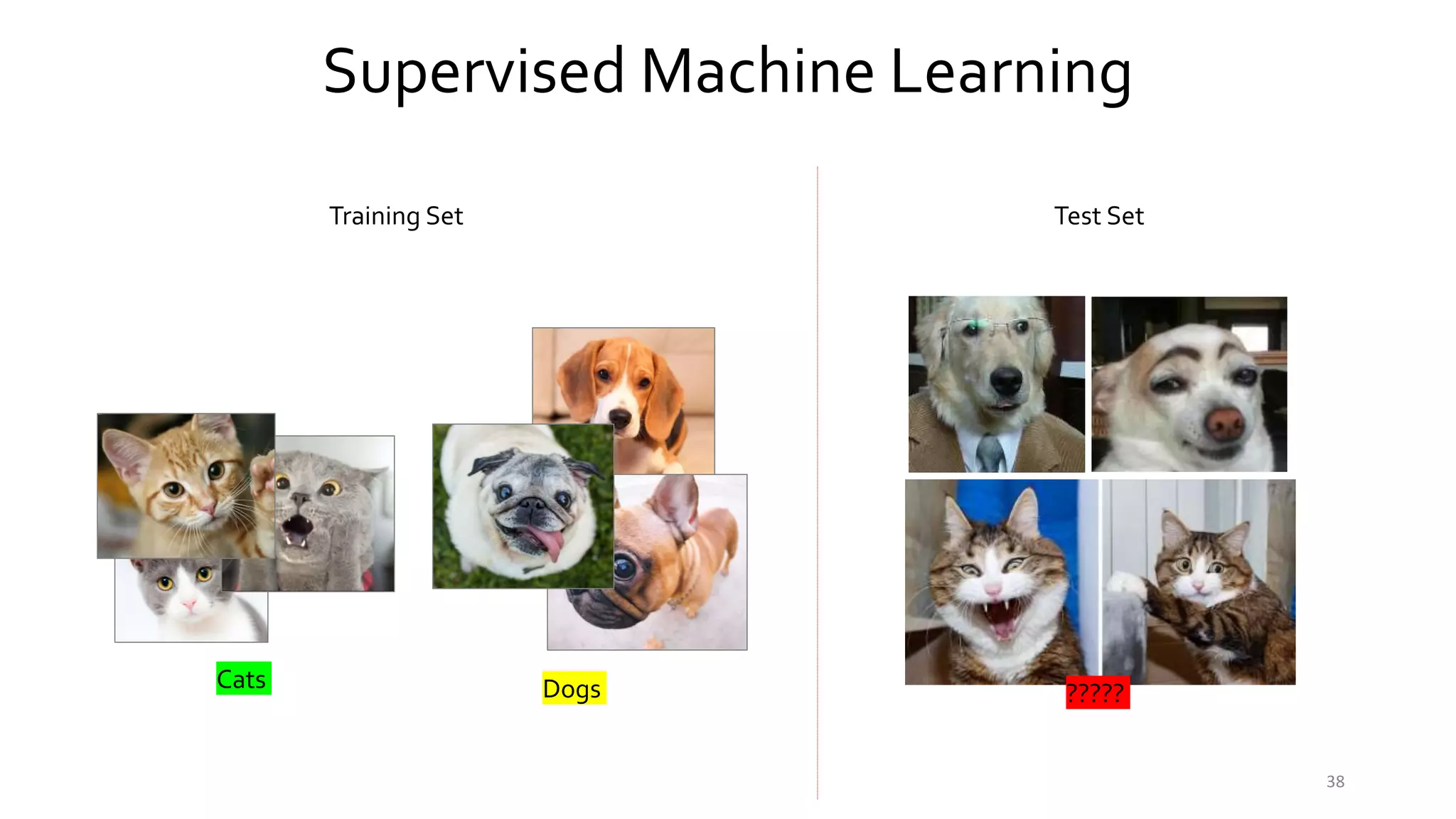 38
DogsCats
?????
Training Set Test Set
Supervised Machine Learning
 