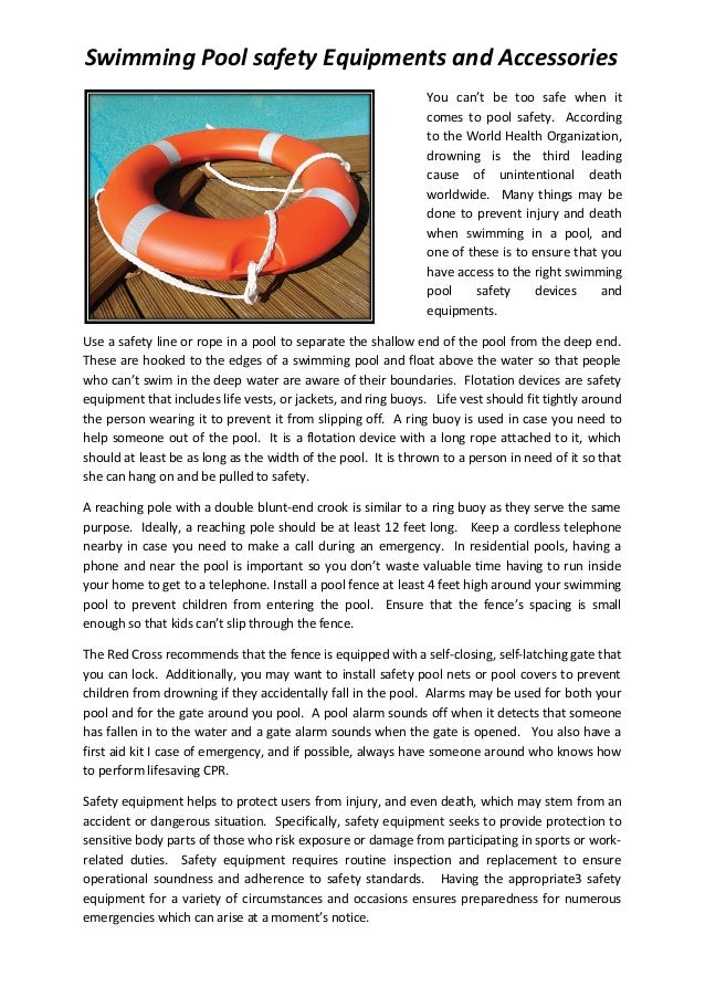 Swimming Pool Safety Equipments and Accessories