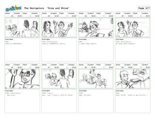Scene
22
Duration
02:00
Panel
1
Duration
02:00
Dialogue
SAM:
They're PAMPHLETS!
Scene
23
Duration
02:00
Panel
1
Duration
02:00
Dialogue
TONY (mockingly):
they're PAMPHLETS, Maria!
Scene
24
Duration
02:00
Panel
1
Duration
02:00
Dialogue
SAM:
I made them myself!
Scene
25
Duration
02:00
Panel
1
Duration
02:00
Dialogue
TONY (mockingly):
He made them himself.
Scene
26
Duration
02:00
Panel
1
Duration
02:00
Dialogue
TONY (mockingly):
How nice.
Scene
27
Duration
02:00
Panel
1
Duration
02:00
Dialogue
TONY (cont):
Hey...can I take a look at those
Scene
28
Duration
02:00
Panel
1
Duration
02:00
Dialogue
TONY:
Sam, ole pal?
Scene
29
Duration
02:00
Panel
1
Duration
02:00
Dialogue
SAM:
Sure thing! Glad to see you're --
The Navigators "Rise and Shine" Page 4/7
 