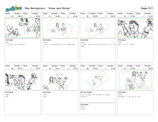 Scene
30
Duration
02:00
Panel
1
Duration
02:00
Dialogue
SAM:
--taking an interest?
Scene
31
Duration
02:00
Panel
1
Duration
02:00
Dialogue
TONY:
I ain't interested in no pamphlets
--
Scene
32
Duration
02:00
Panel
1
Duration
02:00
Dialogue
TONY:
I don't want any more knockin' on my
DOOR
Scene
33
Duration
01:00
Panel
1
Duration
01:00
Dialogue
TONY:
and I don't wanna
Scene
34
Duration
00:12
Panel
1
Duration
00:12
Dialogue
TONY:
SEE
Scene
35
Duration
00:12
Panel
1
Duration
00:12
Dialogue
TONY:
YOUR
Scene
36
Duration
01:00
Panel
1
Duration
01:00
Action Notes
Tony stomps the shreds of paper
angrily.
Dialogue
TONY:
LIGHT
Scene
37
Duration
02:00
Panel
1
Duration
02:00
Dialogue
TONY:
between 11 pm and 8 am!!
The Navigators "Rise and Shine" Page 5/7
 