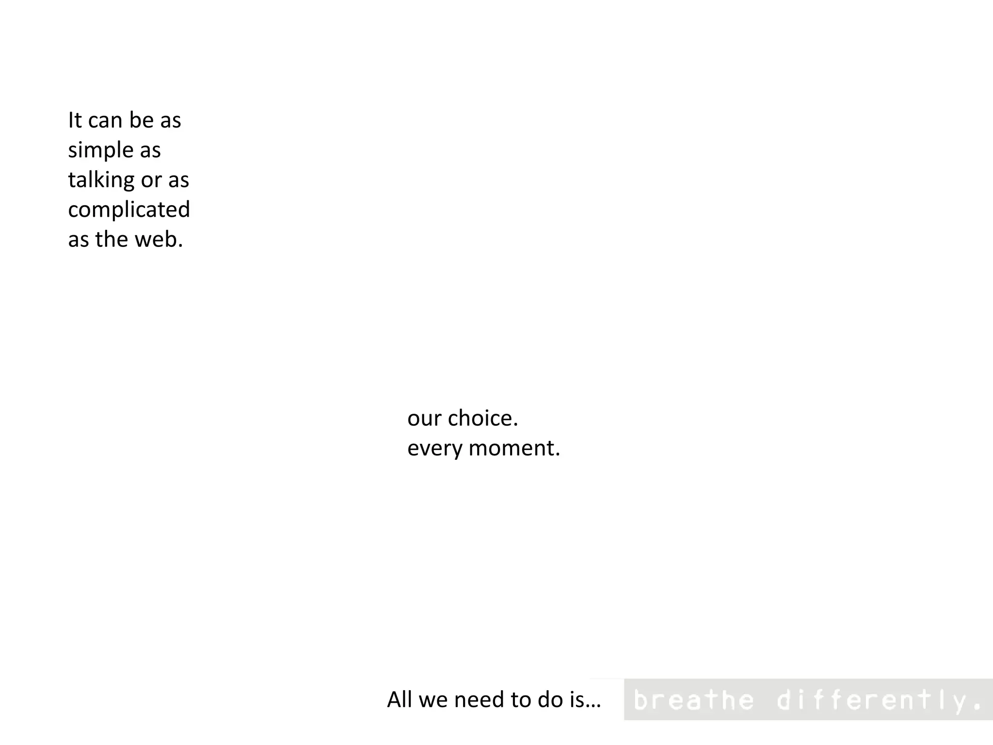 It can be as simple as talking or as complicated as the web.our choice.every moment.           All we need to do is…