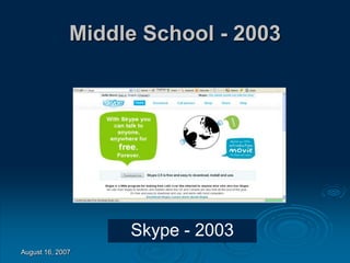 August 16, 2007
Middle School - 2003
Skype - 2003
 
