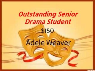 Outstanding Senior
Drama Student
$150
Adele Weaver
 