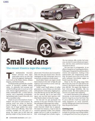 May 2011 Consumer Reports - Hyundai Elantra Tops the Category - Glenbrook Hyundai - Fort Wayne