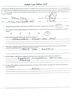 Client Feedback Surveys May, 2012