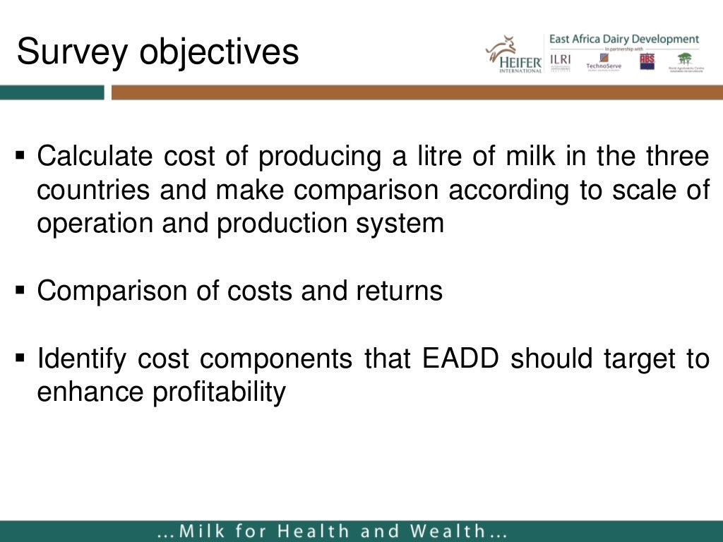 Survey Objectives Calculate Cost Of