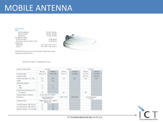 MOBILE ANTENNA




            ICT TELEKOMUNİKASYON SAN. Ve TIC. A.S.
 