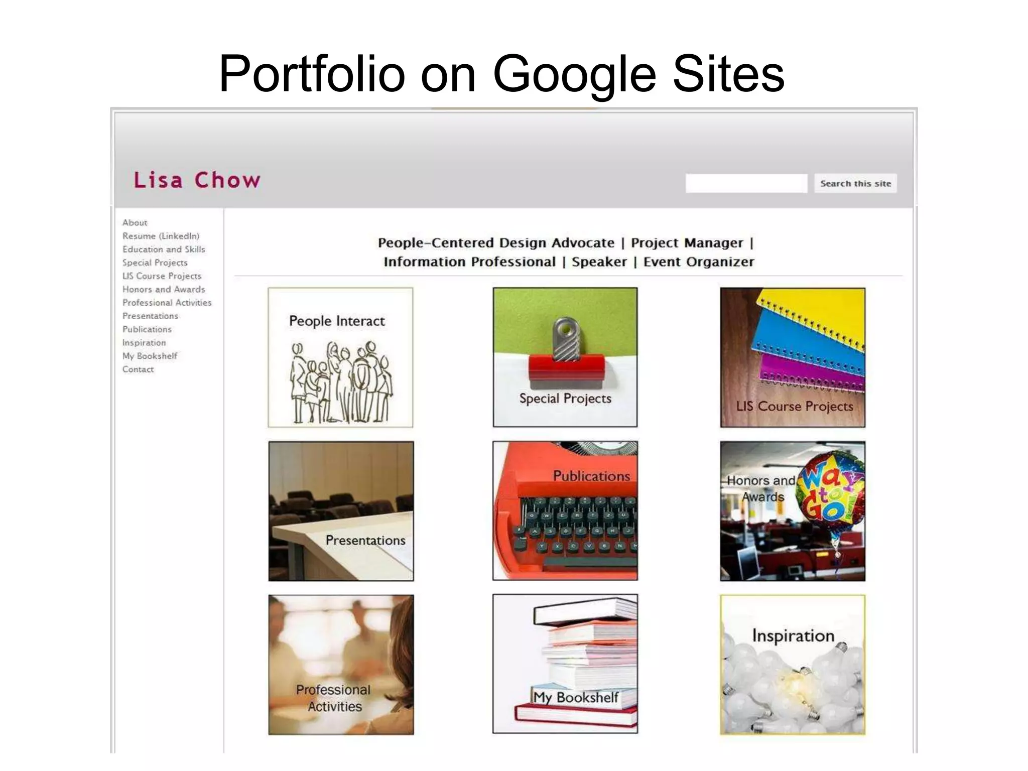 Portfolio on Google Sites
 
