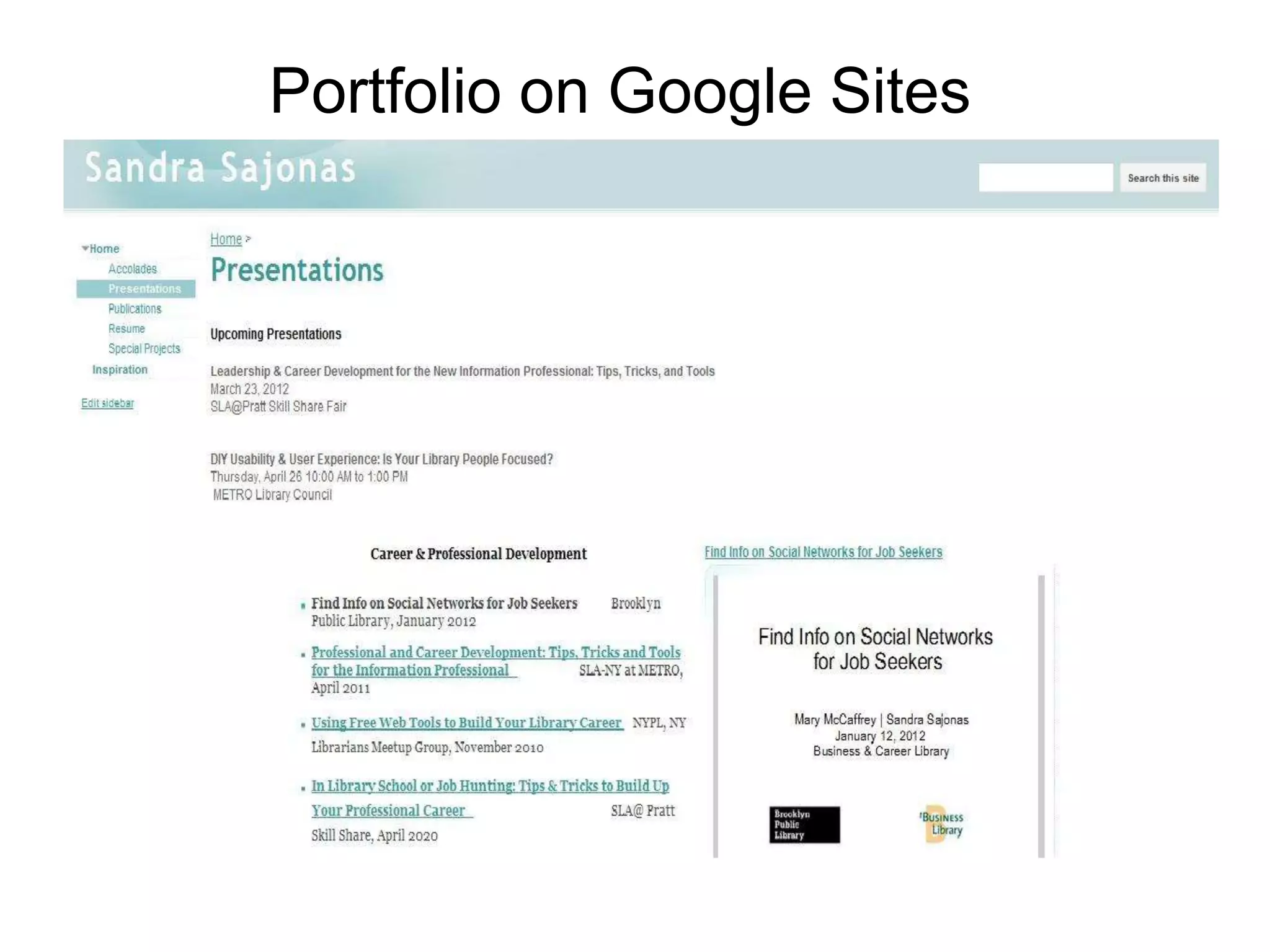 Portfolio on Google Sites
 