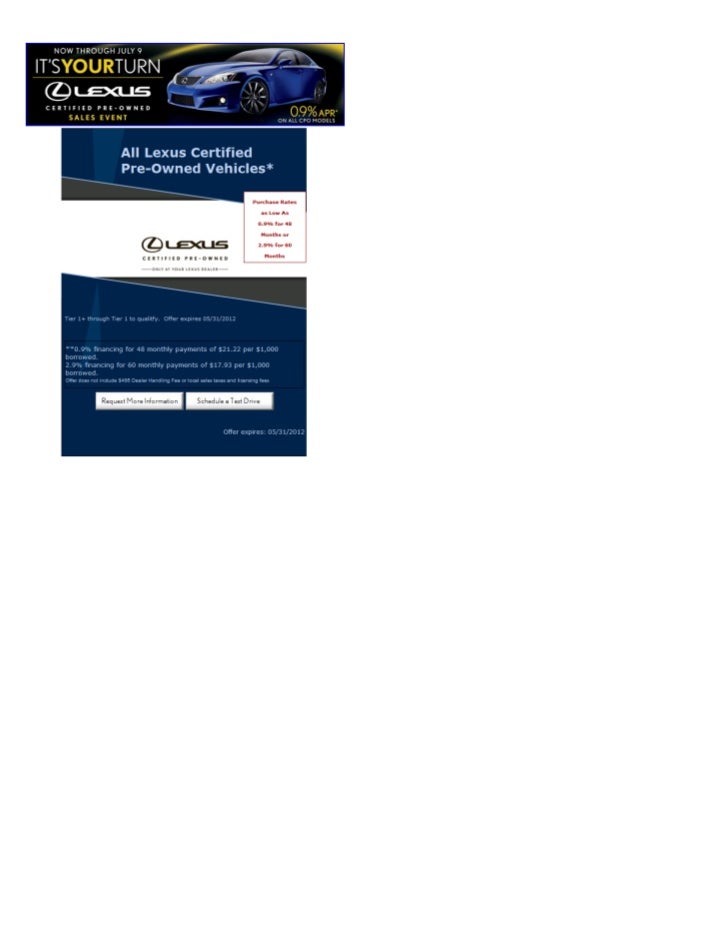 May 2012 Denver Lexus Certified Preowned Vehicle Specials