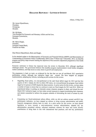 119
HELLENIC REPUBLIC – LETTER OF INTENT
 