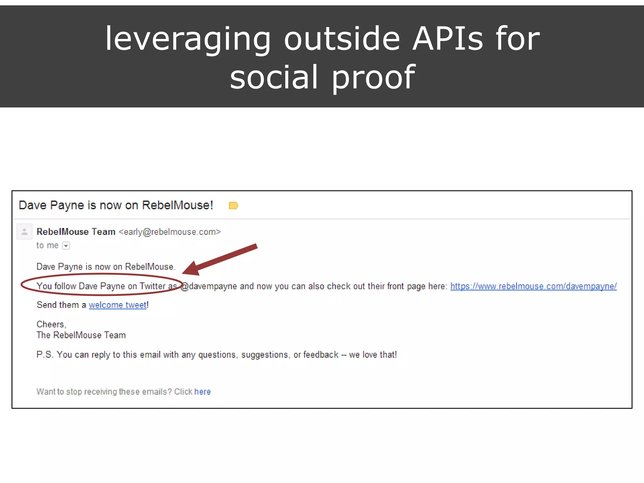 leveraging outside APIs for
social proof
 